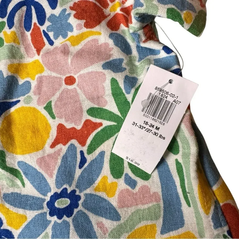 Old Navy Multi-color FloralPrint Button Front Short Sleeve Shirt Sz 18-24 M NWT